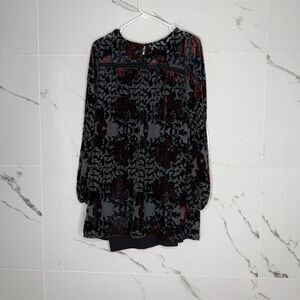 Abercrombie & Fitch Floral Burnout Velvet Tunic Dress Sz S Black whimsigoth